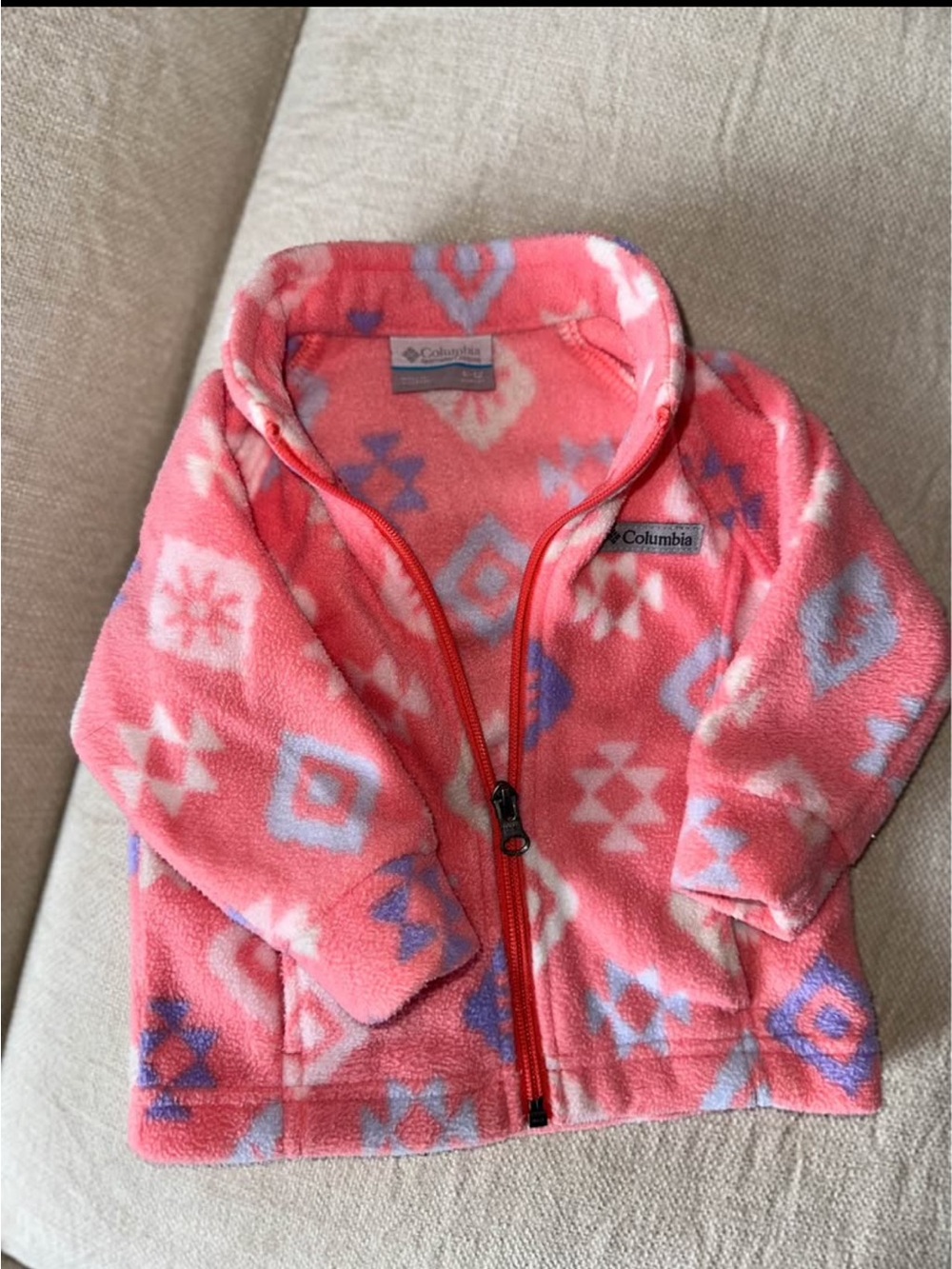 Columbia Coral Pink Geometric Fleece Jacket